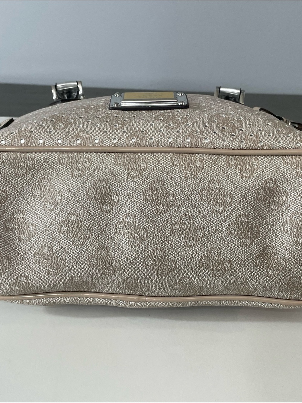 Guess Beige and Silver Tote Handbag - Designer-Inspired Women Bag - Picture 9 of 13